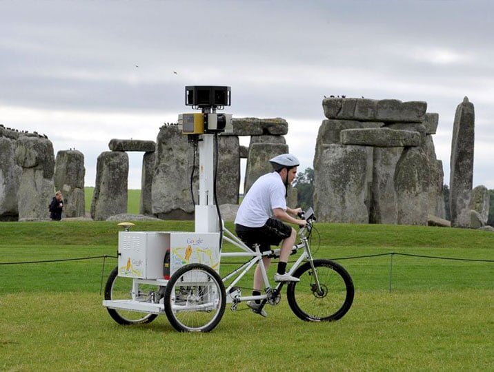 汽車無法駛入的地方就換成腳踏車。 Google Street View Bike